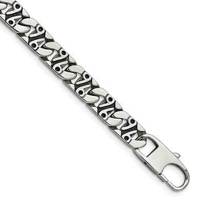 Antiqued Links 8.75 Inch Bracelet Stainless Steel Polished SRB1071-8.75 by Chisel, MPN: SRB1071-8.7…