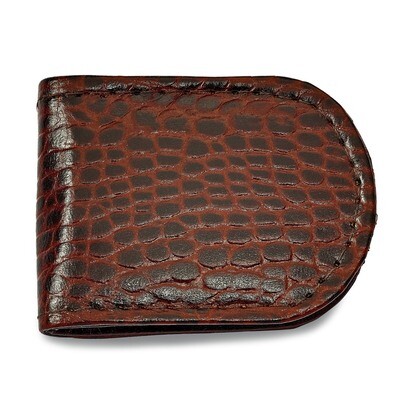 Brown Leather Crocodile Grain Money Clip GM20767, MPN: GM20767, 788089142858