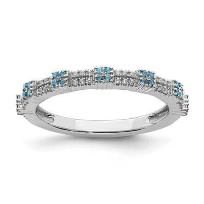 Blue Topaz &amp; Diamond Ring Sterling Silver QSK2159, MPN: QSK2159, 191101212925