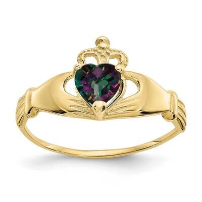 CZ Diamond June Birthstone Claddagh Heart Ring 10k Gold 10D1797, MPN: 10D1797, 191101729171
