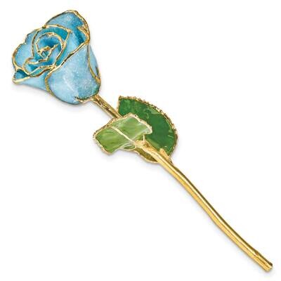 Lacquer Dipped Gold Trim with Glitter On Light Blue Rose GM23892, MPN: GM23892, 812465024275