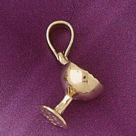 Dazzlers Jewelry Wine Glass Pendant Necklace Charm Bracelet in Yellow, White or Rose Gold 6945, MPN…