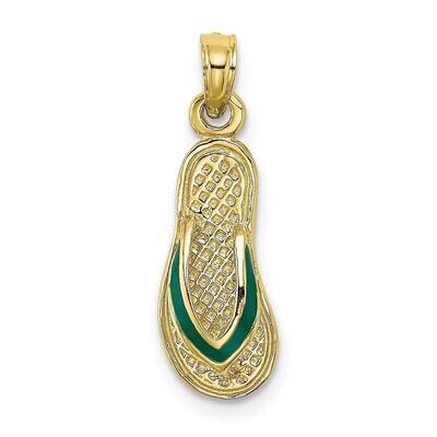 Green Enamel Single Flip-Flop Charm 10k Gold with Rhodium 10K6668, MPN: 10K6668, 63721818699