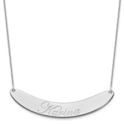Polished Curved Edwardian Script Bar Necklace 10k White Gold Large 10XNA1228W, MPN: 10XNA1228W,
