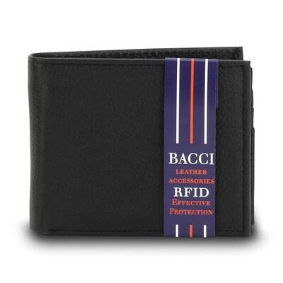 Black Cowhide RFID Center Flap Bifold Wallet GM23265, MPN: GM23265,