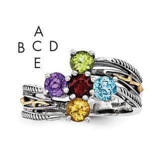 Five-Stone Mother&#39;s Ring Mounting Sterling Silver &amp; 14k Gold QMR15/5-5, MPN: QMR15_5--6, 8867742428…