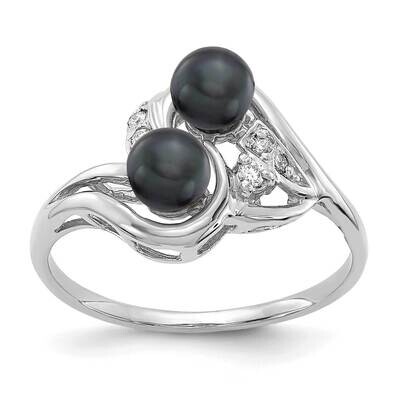 4.5mm Black Fw Cultured Pearl Aa Diamond Ring 14k White Gold Y4376BP/AA, MPN: Y4376BP_AA, 883957088…