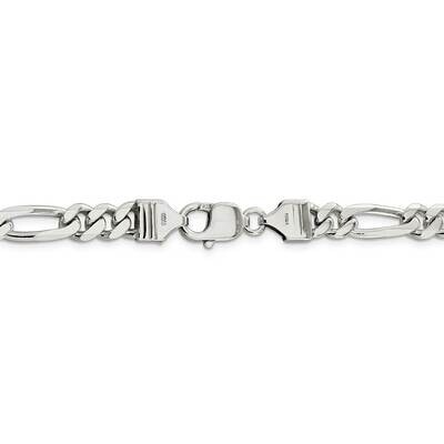 20 Inch Rhodium-plated 7.75mm Figaro Chain Sterling Silver QFG220R-20, MPN: QFG220R-20, 883957970370