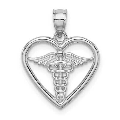 Medical Heart Pendant 14k White Gold Polished D4616, MPN: D4616,