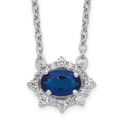 Diamond and Oval Sapphire 18 Inch Necklace 14k White Gold PM4028-SA-014-WA-18, MPN: PM4028-SA-014-W…