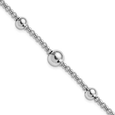 Beaded Popcorn Chain with 1 Inch Extender Bracelet 8 Inch Sterling Silver Rhodium-Plated QG5888-7, …