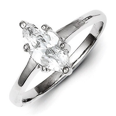 Solitaire Marquise Diamond Ring Sterling Silver QR463, MPN: QR463, 883957252179