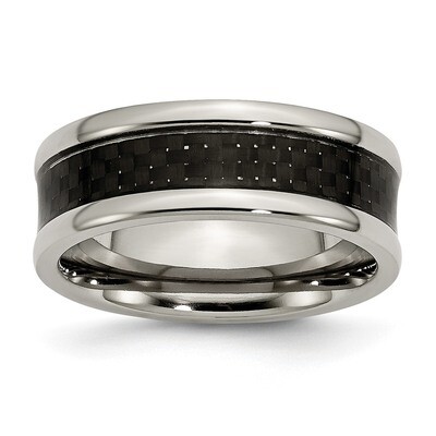 Black Carbon Fiber Inlay 8mm Band Titanium Polished TB271 by Chisel, MPN: TB271, 886774053738