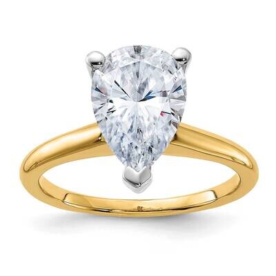 3 1/2ct. D E F Pure Light Pear Moissanite Solitaire Ring 14k Two Tone Gold RM5965P-300-7MP, MPN: RM…