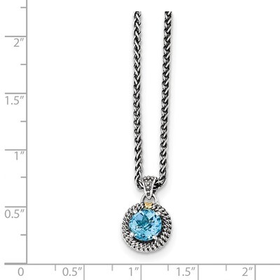 Blue Topaz Necklace Sterling Silver &amp; 14k Gold QTC1301, MPN: QTC1301, 191101464973