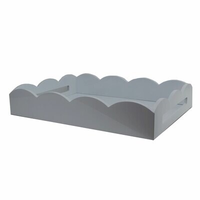 Addison Ross Chiffon Gray Scalloped Edge Tray 17 x 13 Inch Lacquer TR3501, MPN: TR3501, UPC/EAN: 50…