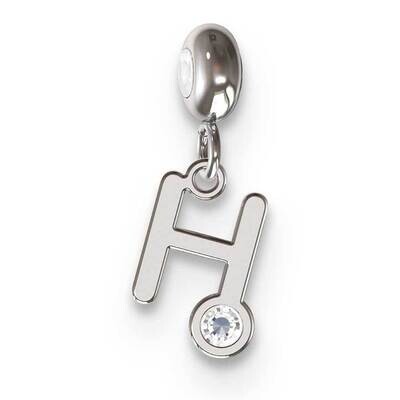 Memi Letter H with Swarovski Crystal Charm Sterling Silver Rhodium-plated ME111H-SS, MPN: ME111H-SS,