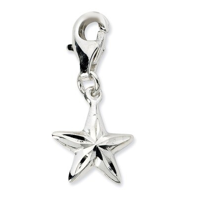 2-D Diamond-cut Star Charm Sterling Silver QCC652 by Amore La Vita, MPN: QCC652, 886774074320