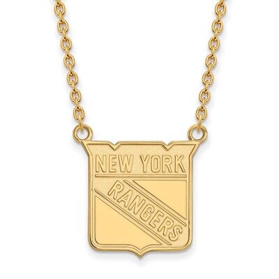 New York Rangers Large Pendant with Chain Necklace Gold-plated Silver GP014RNG-18, MPN: GP014RNG-18…