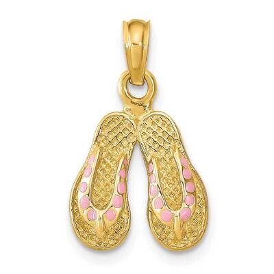 Pink Enamel Double Flip-Flop Charm 14k Gold K6664, MPN: K6664, 637218115761