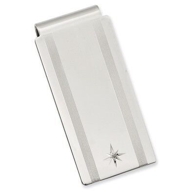 Kelly Waters Star .001ct Diamond Hinged Money Clip Rhodium-plated GL8771, MPN: GL8771, 191101055386