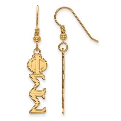 Phi Sigma Sigma Dangle Medium Earrings Gold-plated Silver GP004PSS, MPN: GP004PSS, 886774898759