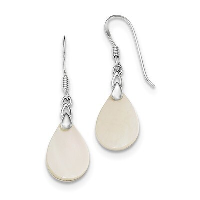 Mother Of Pearl Teardrop Earrings Sterling Silver Rhodium-plated QE12486, MPN: QE12486, 191101231001