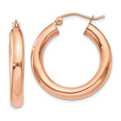 Polished Tube Hoop Earrings 14k Rose Gold TF825, MPN: TF825, 191101079962