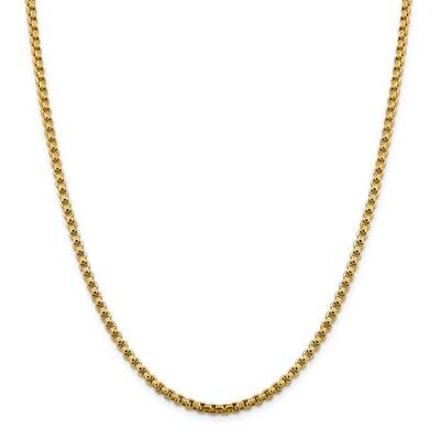 3.6mm Hollow Round Box Chain 14k Gold BC163-30, MPN: BC163, 883957059563