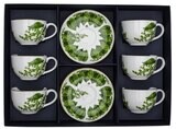 Halcyon Days Al Fresco Teacup &amp; Saucer Boxed Set of 6 BCALF01T6G, MPN: BCALF01T6G,