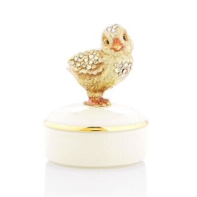 Jay Strongwater Sawyer Chick Round Porcelain Box Great Gifts SDH7390-280, MPN: SDH7390-280,