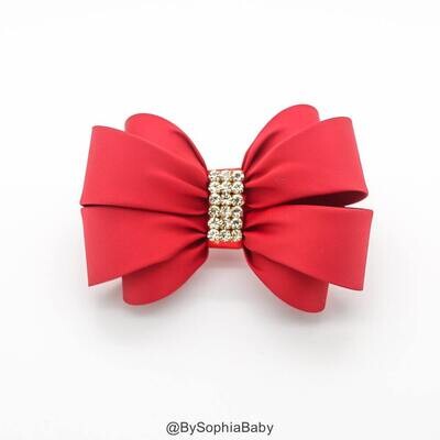 Red Bow Hair Clip Girls Bow Red Bow Hair Clip Wedding Hair Clip Toddler Hair Clip Rhinestone Bow Fl…