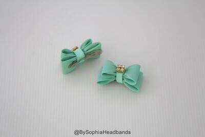 Green Aqua Baby Bow Hair Clip Bow Hair Clip Hair Clip Rhinestone Hair Clip Girl Hair Clip Baby Hair…