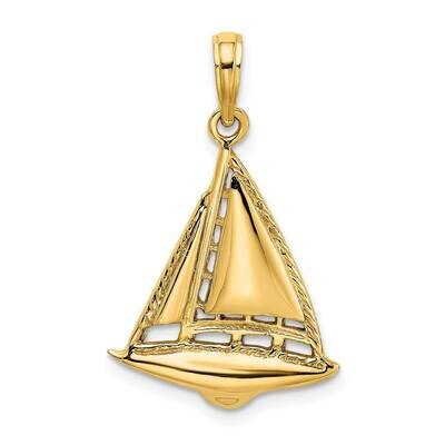 Sailboat Charm 14k Gold 2-D K7984, MPN: K7984, 637218049868