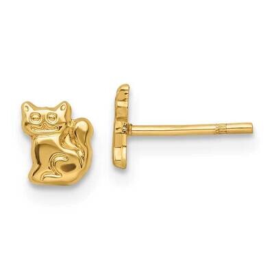 Cat Post Earrings 14k Gold Polished GK1150 by Madi K, MPN: GK1150, 716838359660