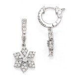 CZ Hinged Hoop Dangle Snowflake Earrings Sterling Silver Rhodium-plated QE11281, MPN: QE11281, 8867…