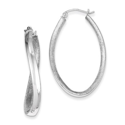 Polish &amp; Textured Twisted Hoop Earrings Sterling Silver Rhodium-plated QE8285, MPN: QE8285, 8839575…