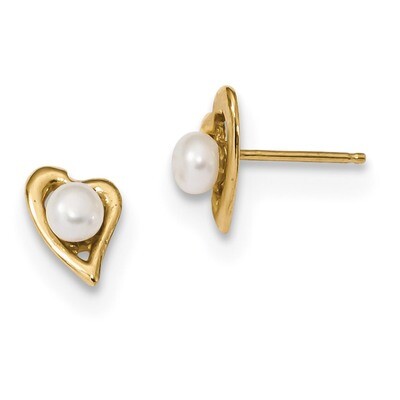 3-4Mm White Button Freshwater Cultured Pearl Post Earrings 14k Gold XF601E, MPN: XF601E, 1911014342…
