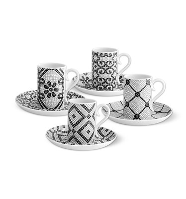 Vista Alegre Calcada Portuguesa Set of 4 Coffee Cups &amp; Saucers, MPN: 21121367,