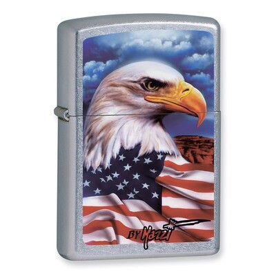 Zippo Mazzi - Eagle and Flag Street Chrome Lighter GM7239, MPN: GM7239, 41689247645