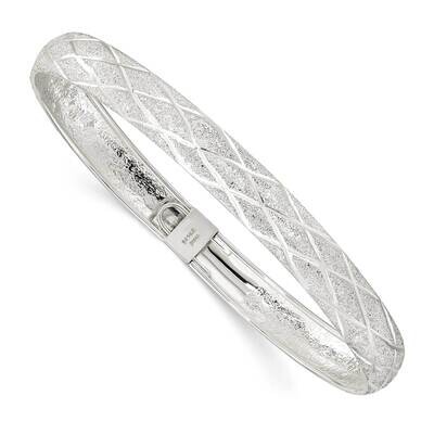 Laser-Cut x-Design 7.5mm Oval Flexible Bangle Sterling Silver QB1402, MPN: QB1402, 191101781995