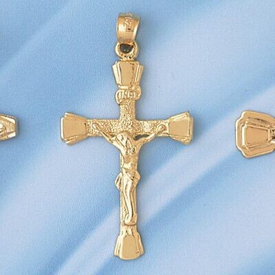 Dazzlers Jewelry Jesus Christ on Cross Pendant Necklace Charm Bracelet in Yellow, White or Rose Gol…