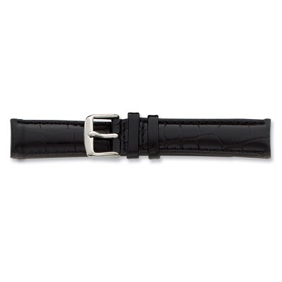 28mm Long Black Crocodile Chrono Watch Band 8.5 Inch Silver-tone Buckle BA100L-28, MPN: BA100L-28, …