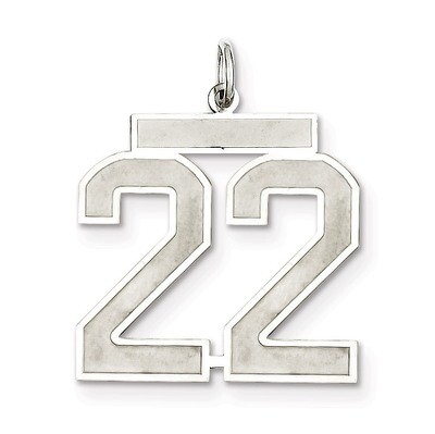 Pendant Number 22 Satin Sterling Silver Large QPP22, MPN: QPP22, 191101281617