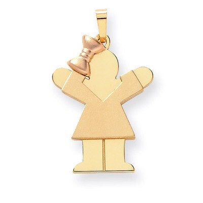 Girl with Bow on Left Engravable Charm 14k Two-tone Gold Large XK241, MPN: XK241, 883957377391