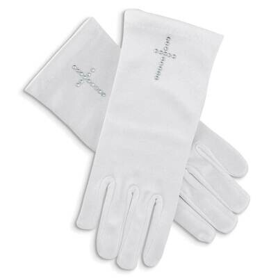 First Communion Satin Gloves with Pearl Cross GM22973, MPN: GM22973, 886083663482