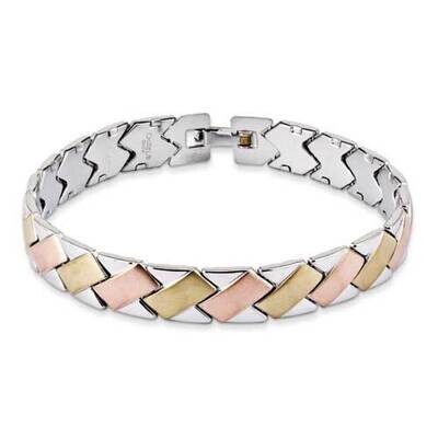 Stainless Steel Rose &amp; Gold-plated 8in Bracelet SRB735-8