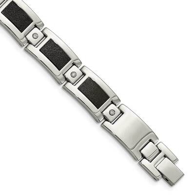 Laser Cut 1/5ct. tw. Diamond Bracelet Stainless Steel Polished SRB1525-8.25 by Chisel, MPN: SRB1525…