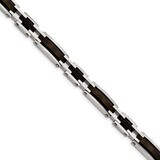 Blk IP-plated Solid Black Carbon Fiber Links Bracelet Stainless Steel Polished SRB1828-8.25 by Chis…