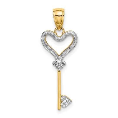 Key with Heart Charm 14k Gold Rhodium K9545, MPN: K9545, 637218164387